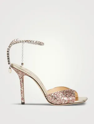 Saeda Glitter Pumps With Crystal Ankle Strap