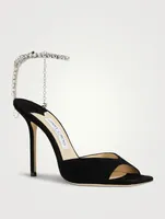 Saeda Suede Pumps With Crystal Ankle Strap