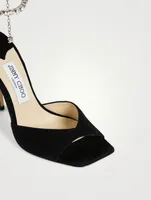 Saeda Suede Pumps With Crystal Ankle Strap