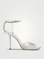 Saeda Glitter PVC Sandals With Crystal Ankle Strap