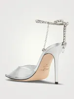 Saeda Glitter PVC Sandals With Crystal Ankle Strap