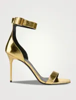 Uma Metallic Leather Ankle-Cuff Sandals