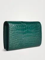 Large YSL Monogram Croc-Embossed Leather Wallet