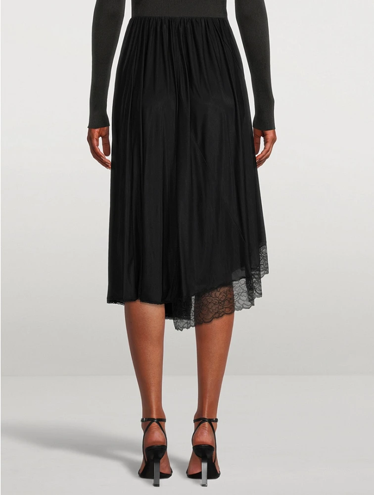 Lace-Trimmed Jersey Midi Skirt