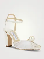 Sacaria Pearl-Embellished Leather And Tulle Sandals