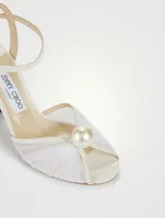 Sacaria Pearl-Embellished Leather And Tulle Sandals