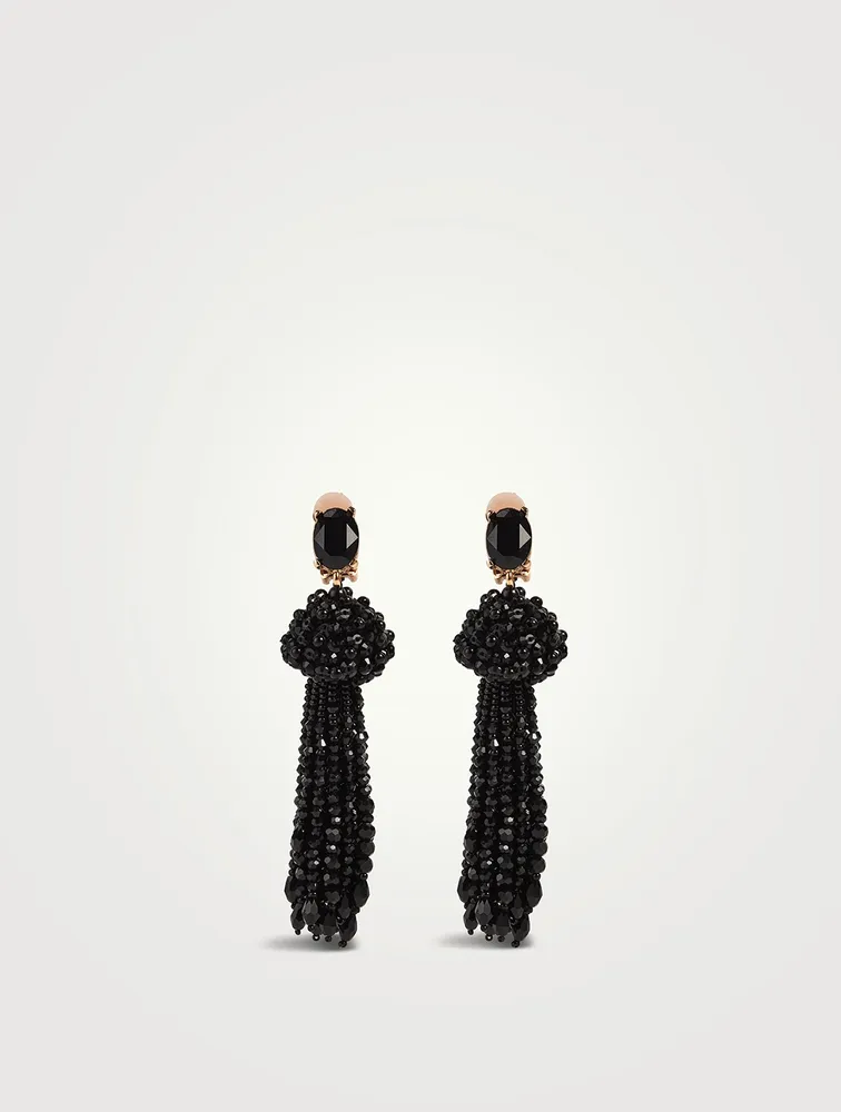 Beaded Tassel Clip-On Earrings