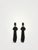 Beaded Tassel Clip-On Earrings