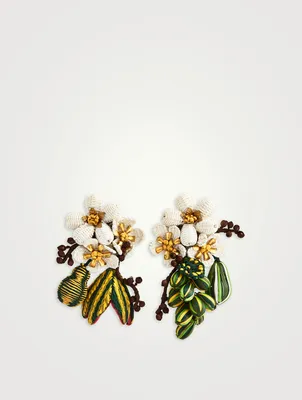 Woven Flower Clip-On Earrings