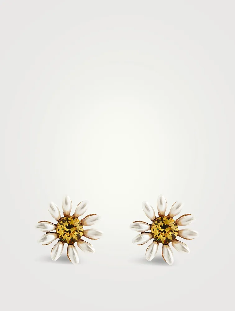 Faux Pearl Daisy Earrings