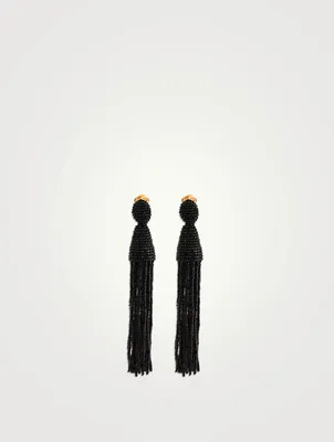 Beaded Tassel Clip-On Earrings