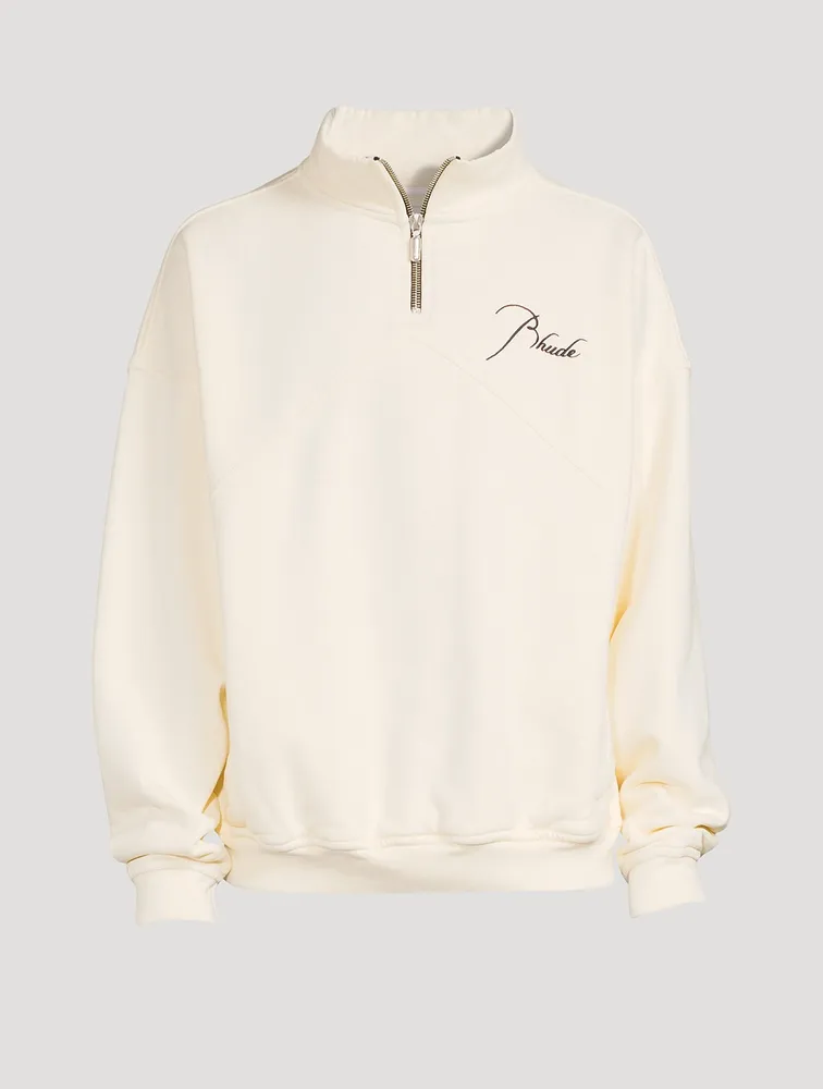 Quarter-Zip Sweatshirt With Cursive Logo