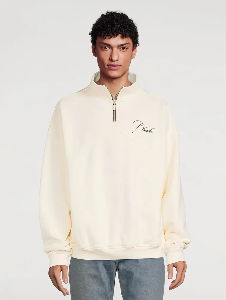 Quarter-Zip Sweatshirt With Cursive Logo