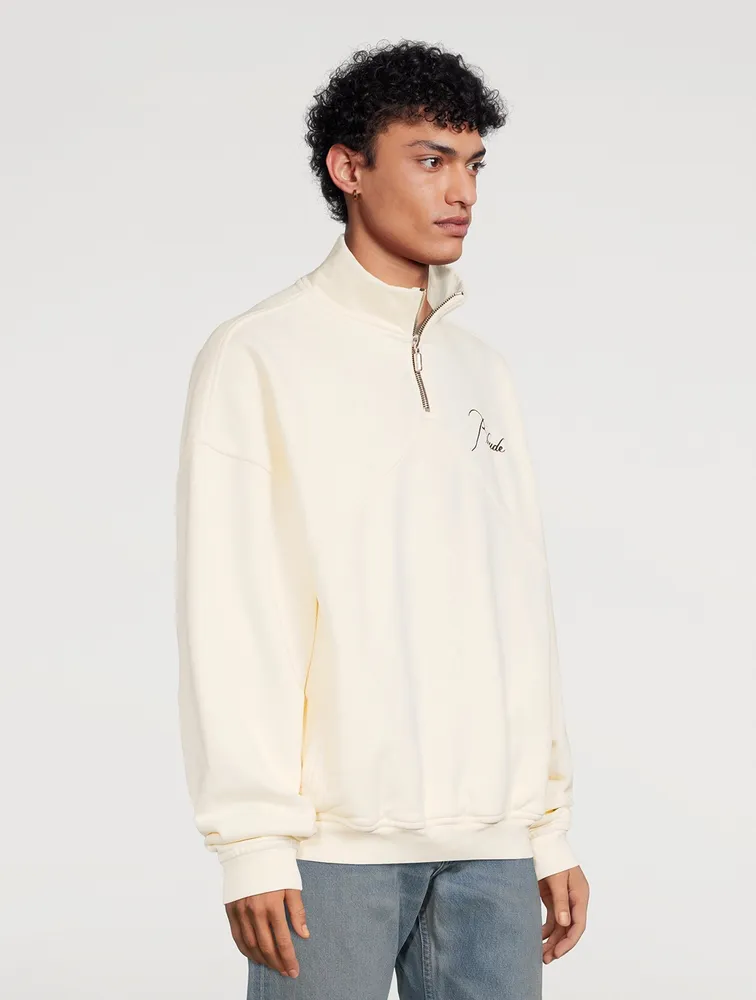 Quarter-Zip Sweatshirt With Cursive Logo