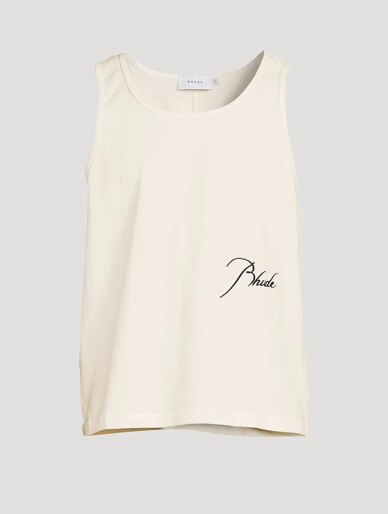 Cotton Tank Top With Cursive Logo