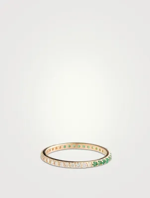 Classique 14K Gold Eternity Band With Emeralds And Diamonds