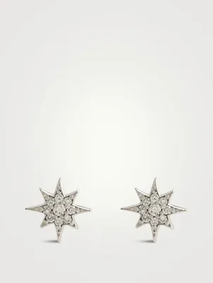 Aztec 14K Gold North Star Stud Earrings With Pavé Diamonds