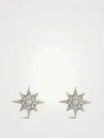 Aztec 14K Gold North Star Stud Earrings With Pavé Diamonds