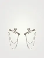 Cléo 14K Gold Bar Chain Earrings With White Topaz
