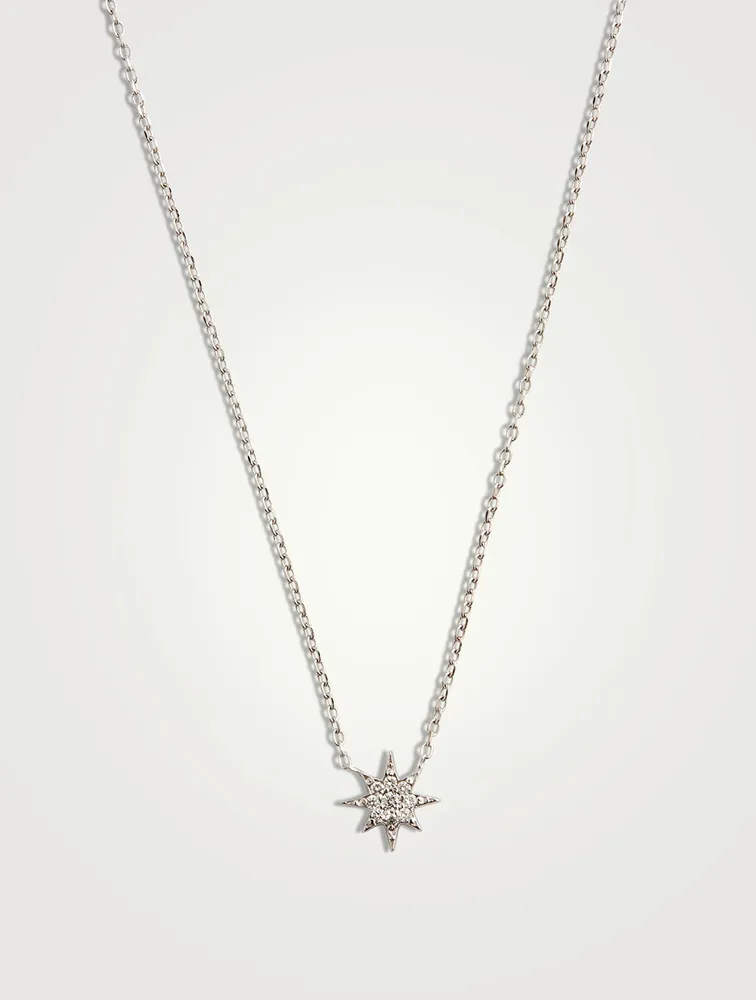 14K Gold Star Necklace With Pavé Diamonds