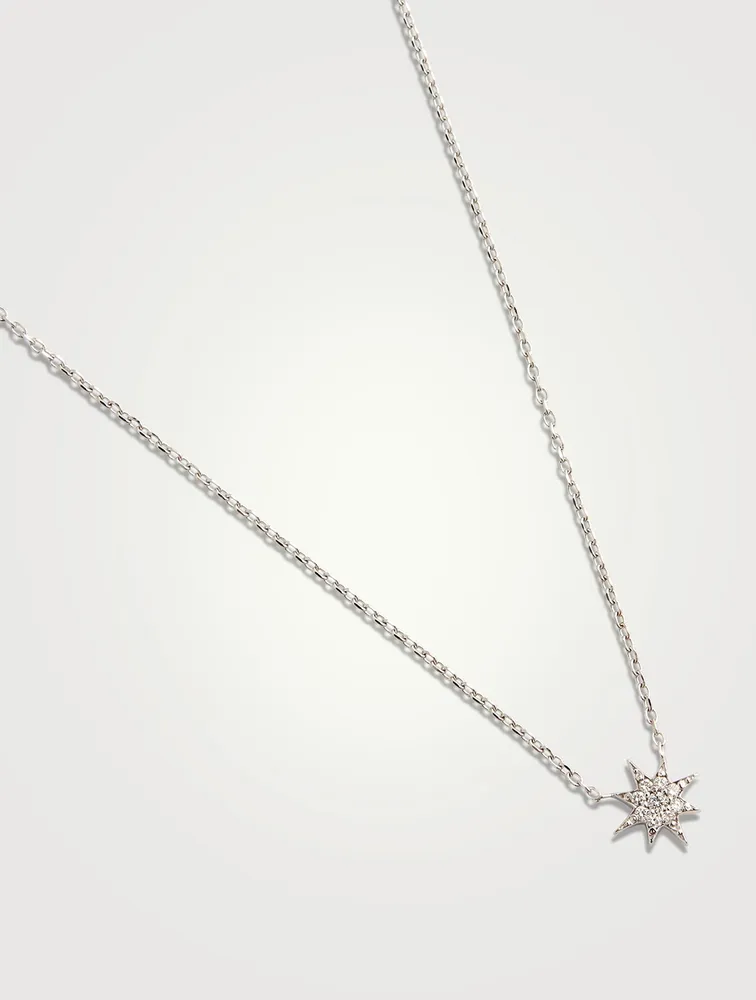 14K Gold Star Necklace With Pavé Diamonds