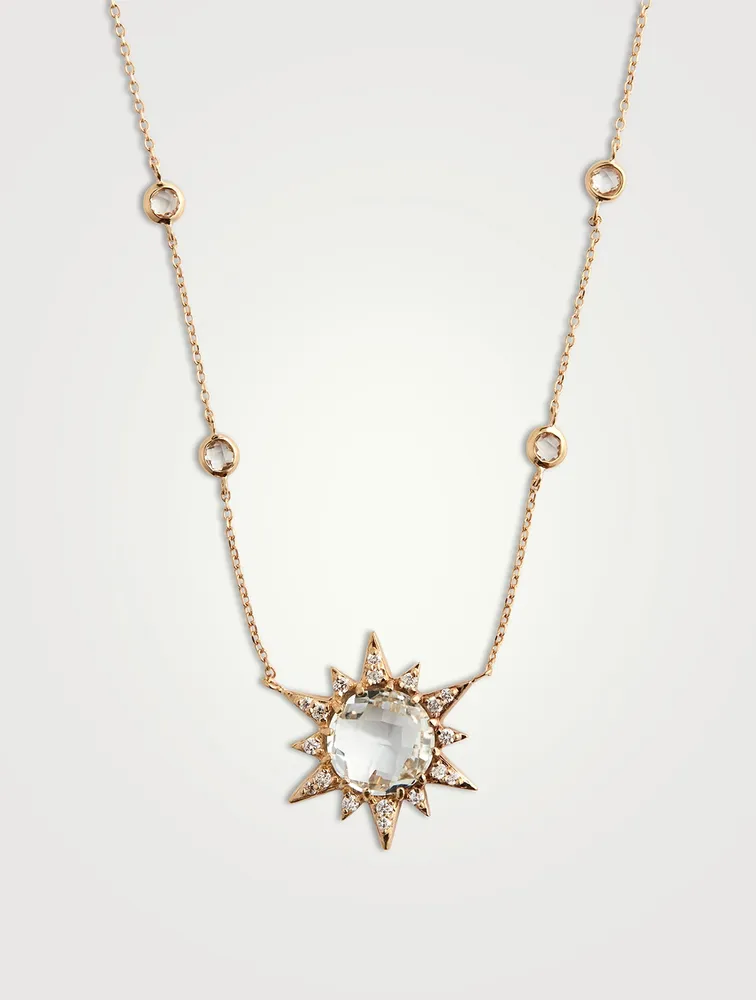 14K Gold Necklace With White Topaz