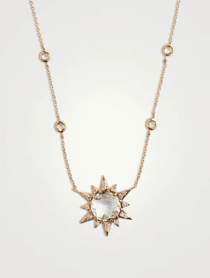 14K Gold Necklace With White Topaz