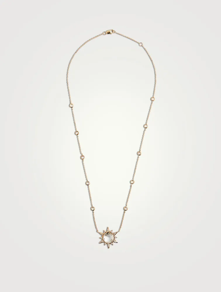 14K Gold Necklace With White Topaz