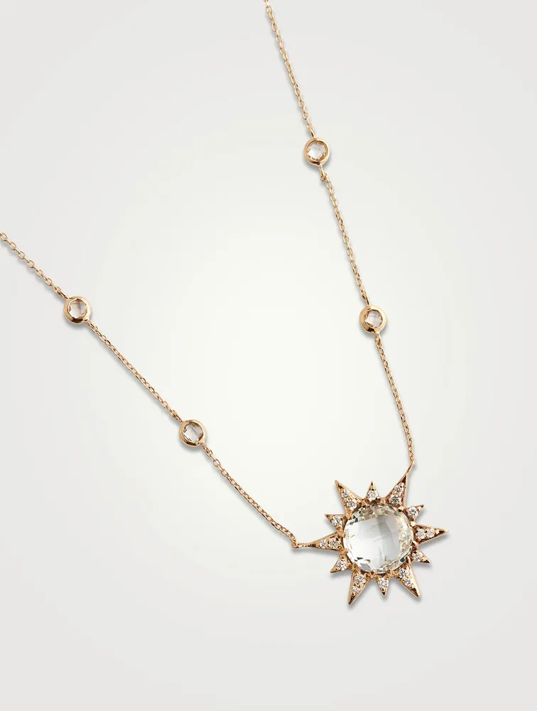 14K Gold Necklace With White Topaz