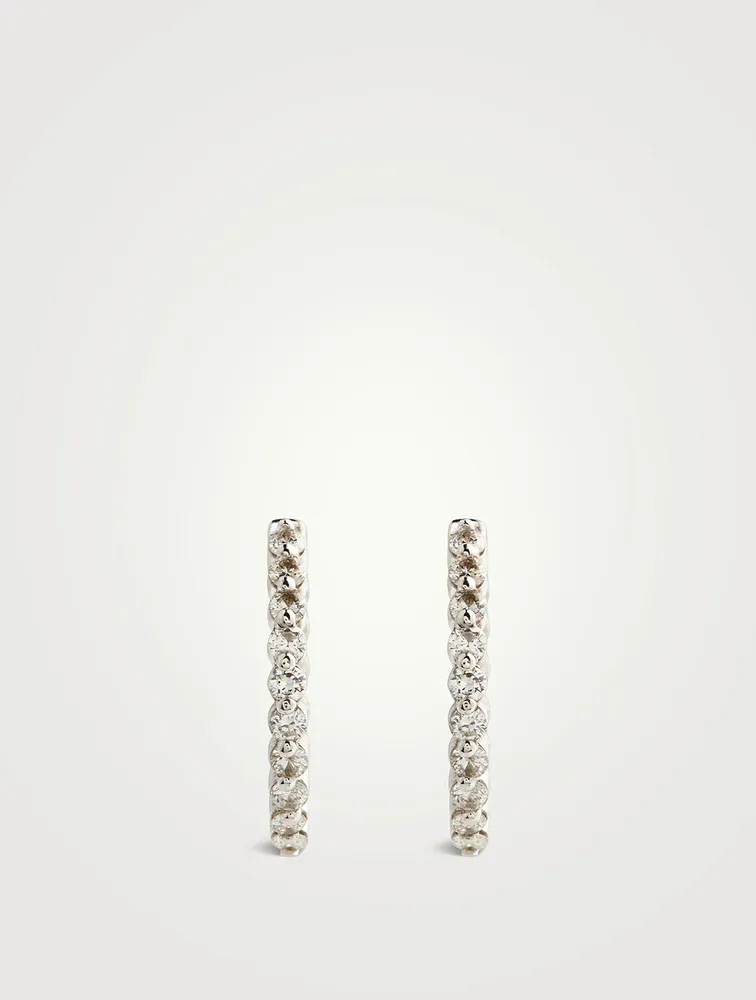 14K Gold Huggie Hoop Earrings With Pavé Diamonds