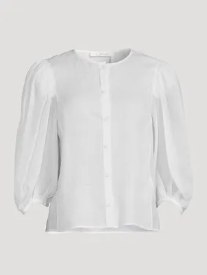 Puff-Sleeve Ramie Blouse