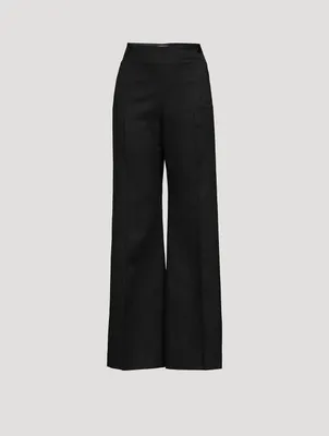 Wide-Leg Wool And Linen Trousers