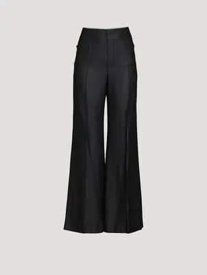 Wide-Leg Silk And Wool Trousers