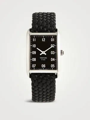 No. 001 Stainless Steel Braided Leather Strap Watch