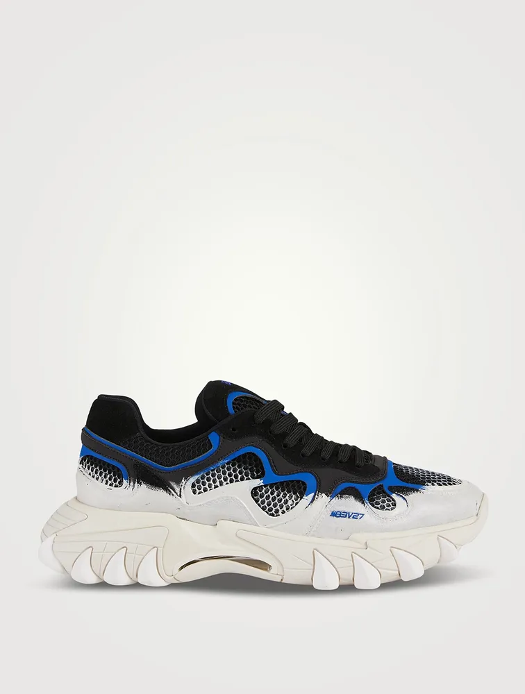 B-East Leather, Suede And Mesh Sneakers