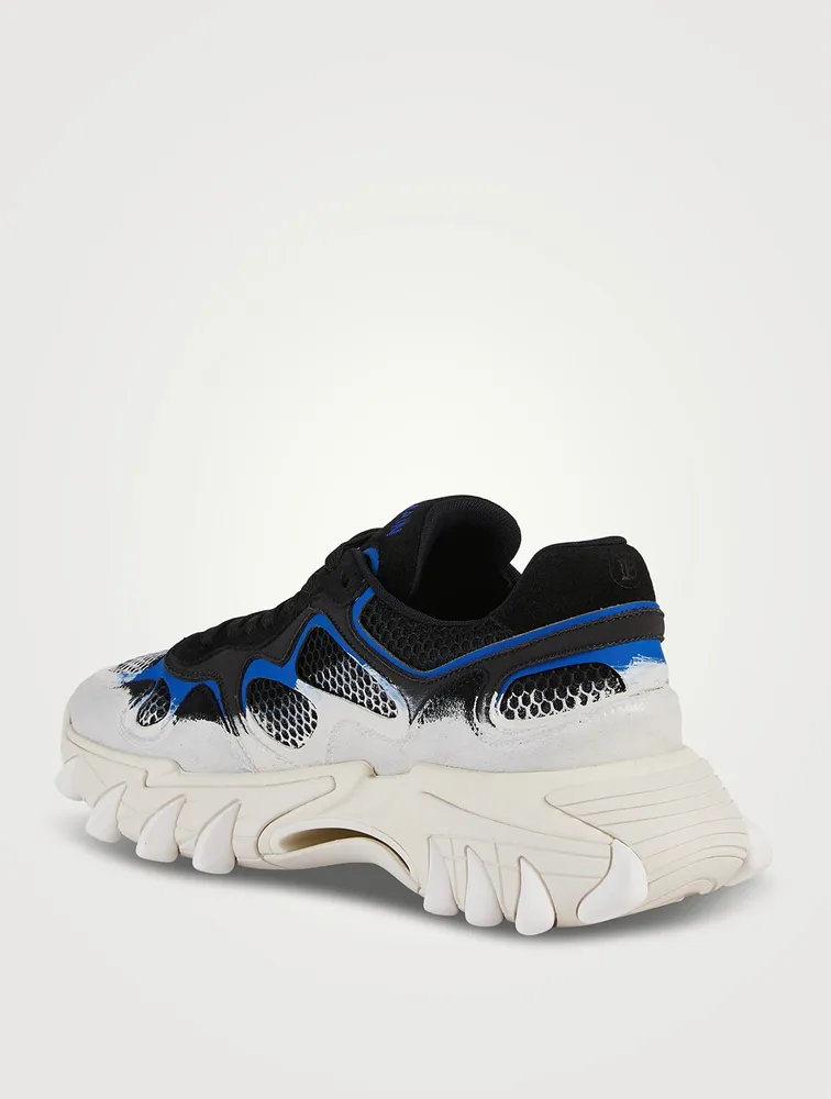 B-East Leather, Suede And Mesh Sneakers