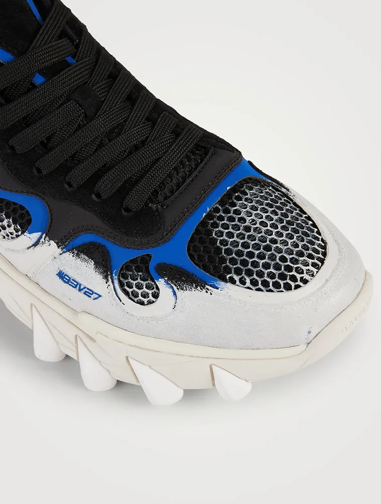B-East Leather, Suede And Mesh Sneakers