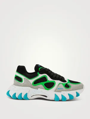B-East Leather, Suede And Mesh Sneakers
