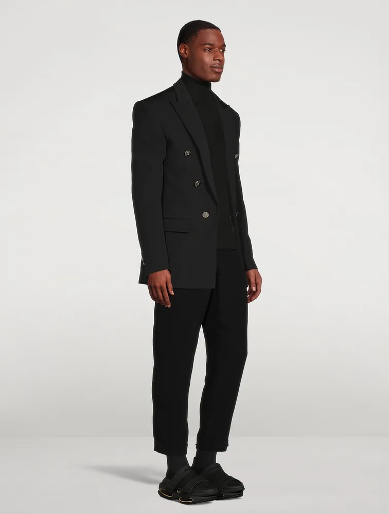 Technical Jersey Double-Breasted Jacket