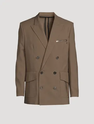 Nylon And Cotton Double-Breasted Jacket