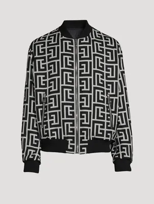 Reversible Wool Bomber Jacket Macro Monogram Print