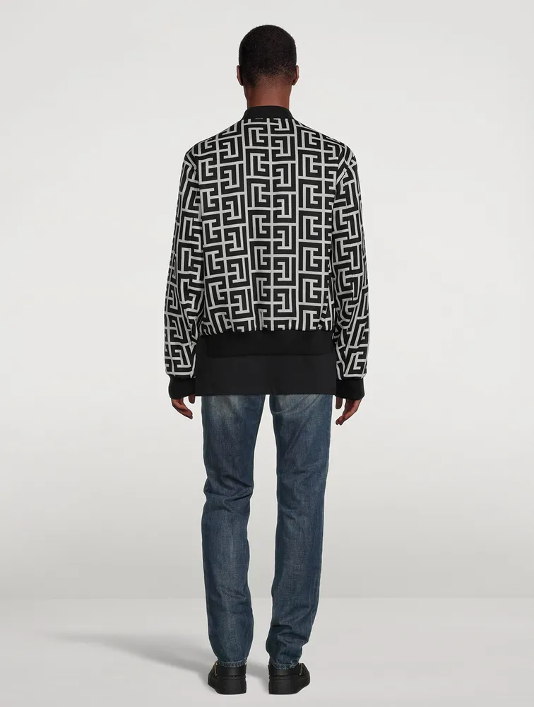 Reversible Wool Bomber Jacket Macro Monogram Print