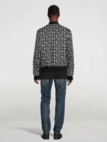 Reversible Wool Bomber Jacket Macro Monogram Print