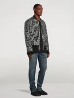 Reversible Wool Bomber Jacket Macro Monogram Print