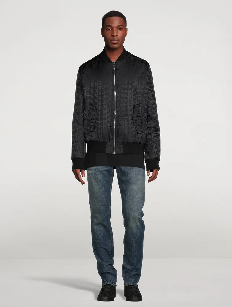 Reversible Wool Bomber Jacket Macro Monogram Print