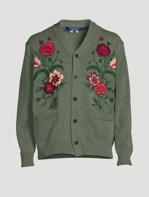 Cotton Cardigan With Floral Embroidery