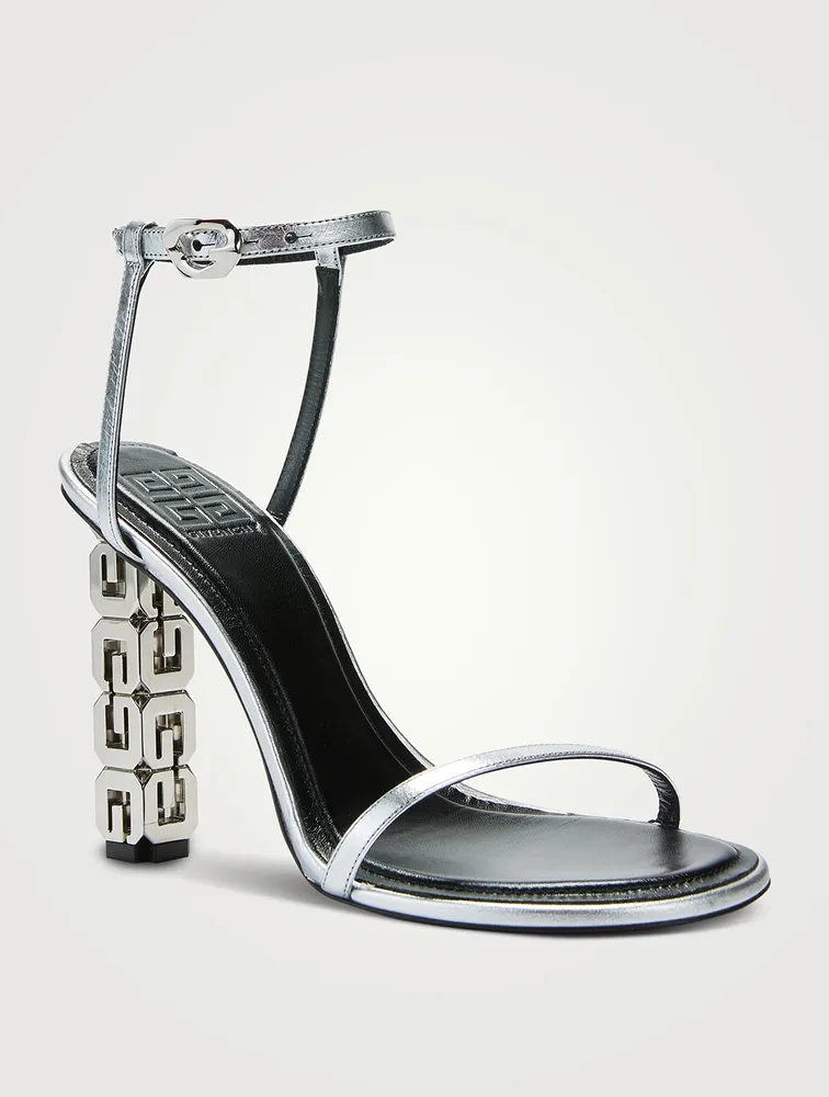 G Cube Metallic Leather Sandals