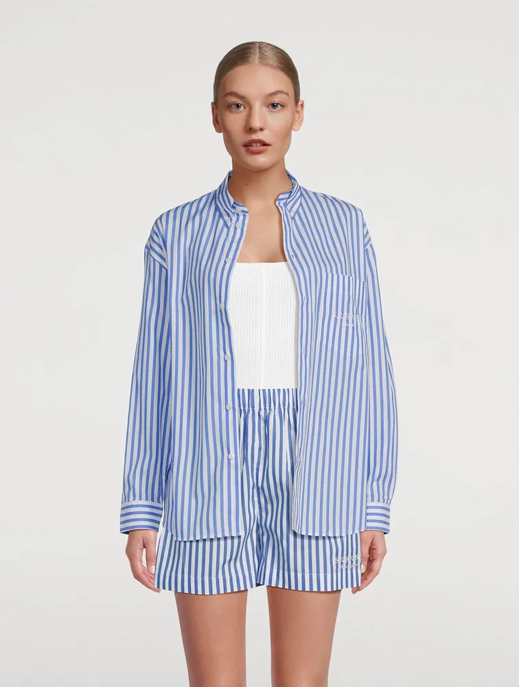 SR Sport Oversized Poplin Shirt Stripe Print