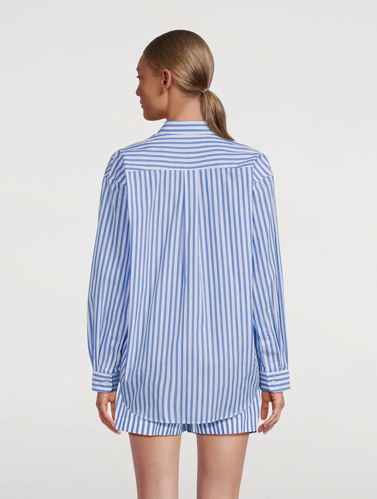 SR Sport Oversized Poplin Shirt Stripe Print