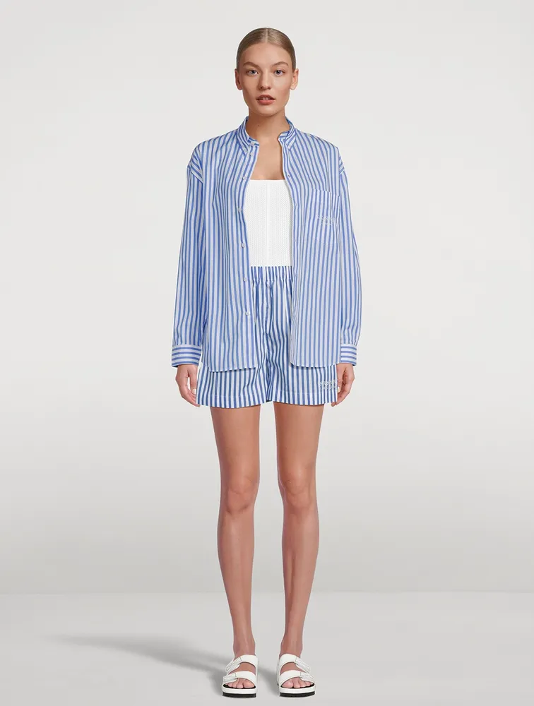 SR Sport Oversized Poplin Shirt Stripe Print